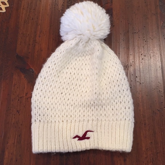 American Eagle Outfitters Accessories - Hollister White PomPom knit Hat